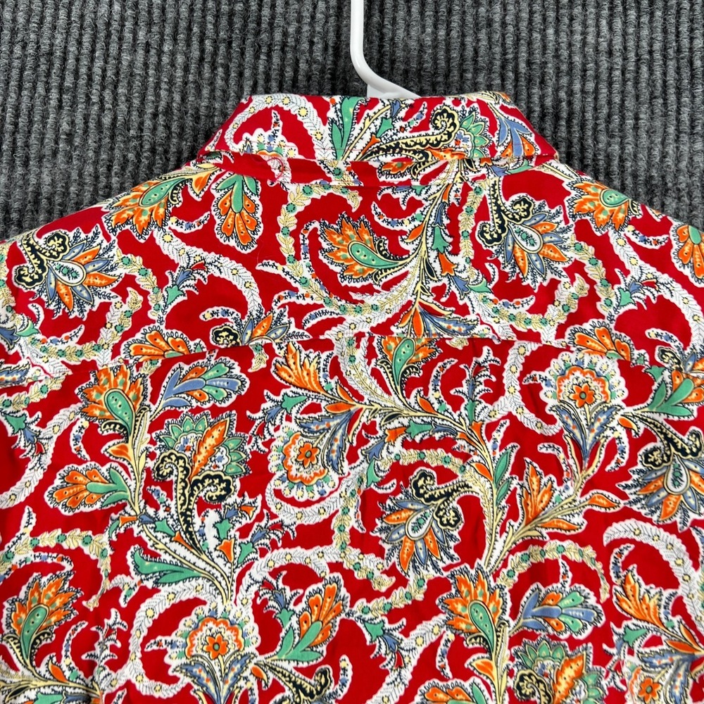 Chaps Petite Shirt Womens Large Red Paisley Long Sleeve No Iron Casual Comfort - Picture 12 of 12